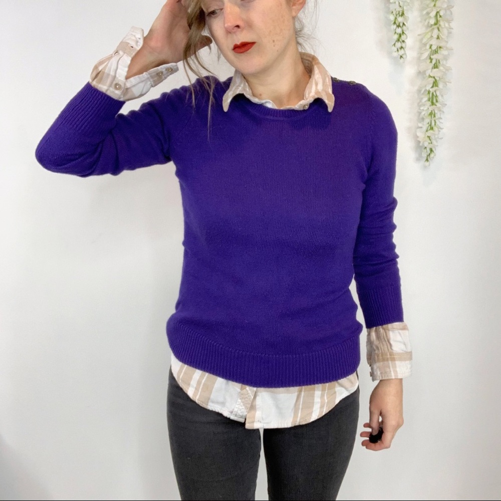 GAP purple sweater shoulder buttons 1471